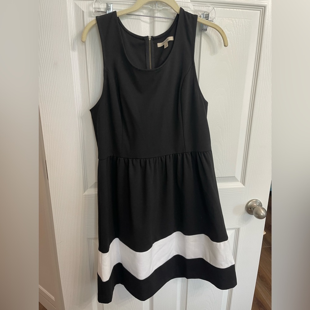 41 Hawthorne Stitch Fix A Line Shift Dress Career Color Block Black White Sz L
